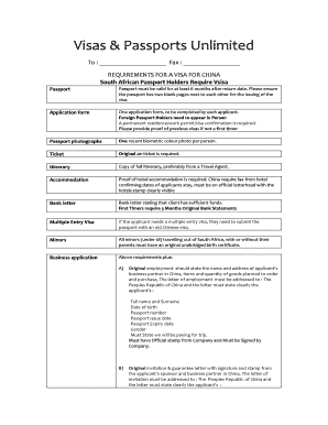 China Visa Application Requirements