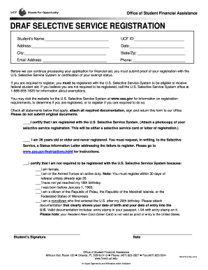 UCF Selective Service Registration Form