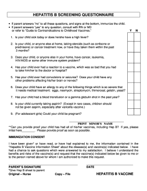Hepatitis B Screening Questionnaire