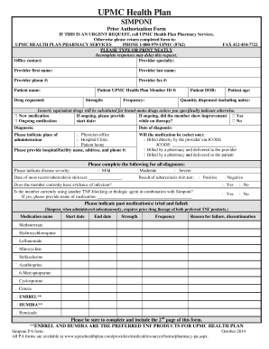 UPMC Simponi Prior Authorization Form