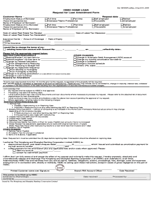 HSBC Home Loan Amendment Request Form