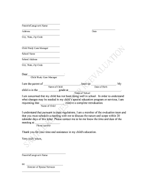 Special Education Reevaluation Request Letter