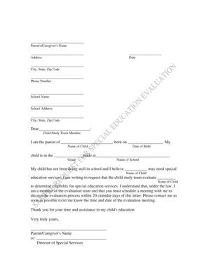 Request for Special Education Evaluation