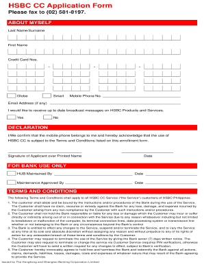 HSBC Credit Card Application Form