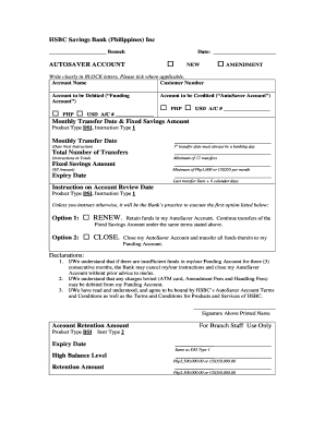 HSBC AutoSaver Account Form