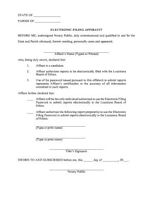 Louisiana Electronic Filing Affidavit