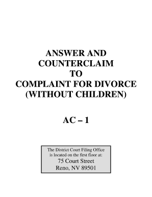 Answer and Counterclaim to Divorce Complaint