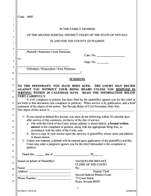 Nevada Family Court Summons