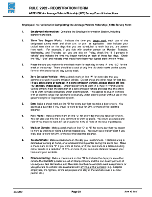 Average Vehicle Ridership Survey Form