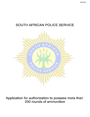South African Police Service Ammunition Authorization Form