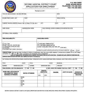 Second Judicial District Court Employment Application