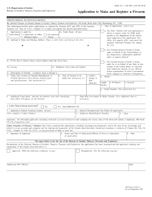 ATF Form 1 Application to Make and Register a Firearm