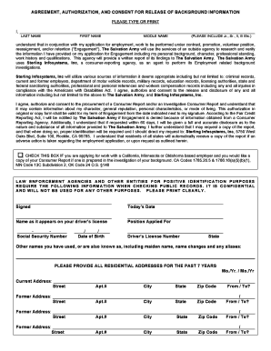 Background Check Authorization Form