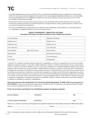 TG Rehabilitation Agreement