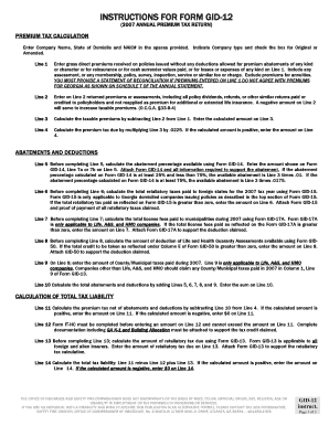 Georgia Annual Premium Tax Return Form GID-12