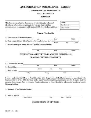 Authorization for Release of Biological Parent Information
