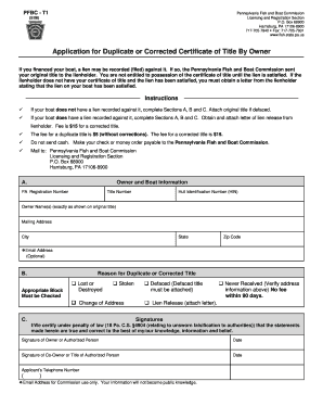 Pennsylvania Boat Title Application