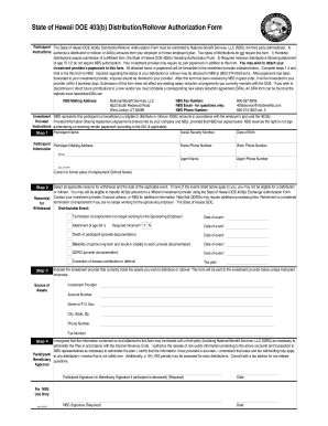 State of Hawaii DOE 403(b) Distribution/Rollover Authorization Form