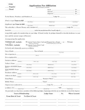 Application For Affiliation