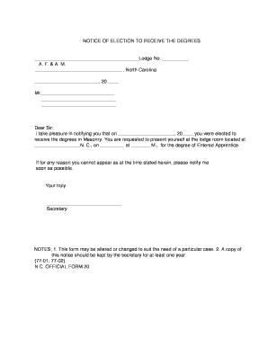 Notice of Election to Receive the Degrees
