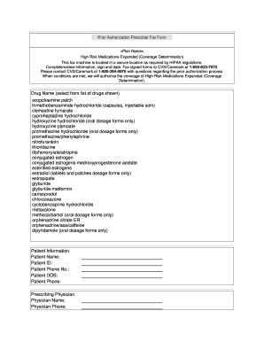Prior Authorization Prescriber Fax Form
