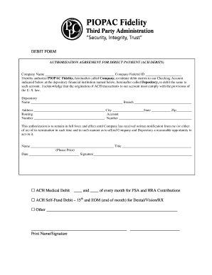 ACH Debit Authorization Agreement