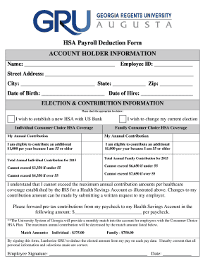 HSA Payroll Deduction Form