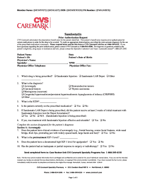 Sandostatin Prior Authorization Request Form