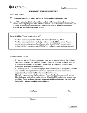 Retirement Status Notification Form