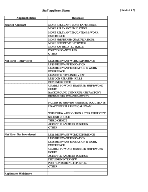 Staff Applicant Status Form