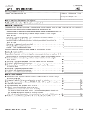 California New Jobs Credit Form 3527