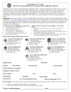2016-2017 Advanced High School Programs of Study Application
