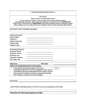 Prior Authorization Prescriber Fax Form