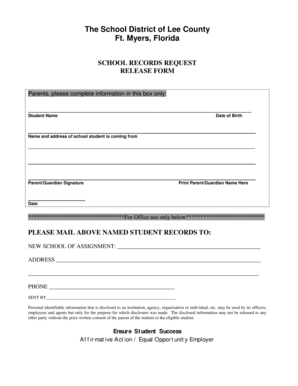 School Records Request Release Form