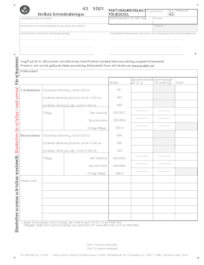 Swedish Postal Service Invoice Form