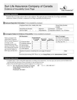 Sun Life Evidence of Insurability Form