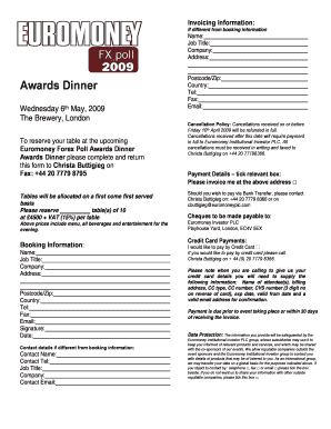 If different from booking information