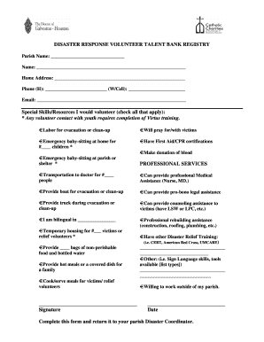 Disaster Response Volunteer Registration Form