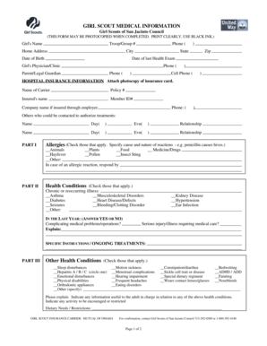 Girl Scout Medical Information Form