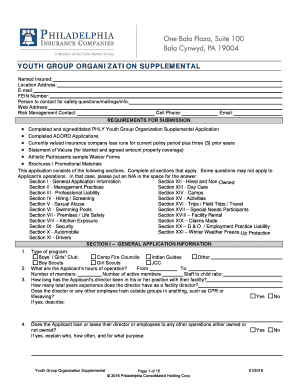 Youth Group Organization Supplemental Application
