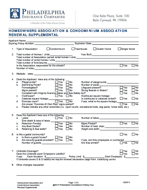 Homeowners Association Insurance Renewal Form