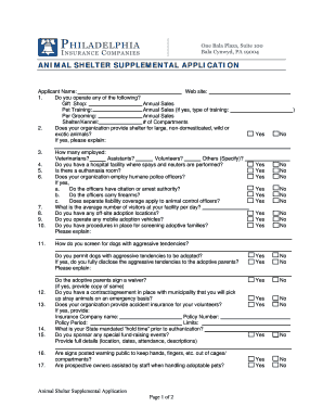 Animal Shelter Supplemental Application