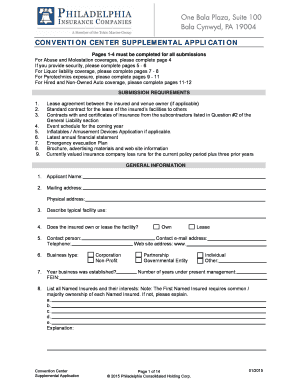 Convention Center Supplemental Application