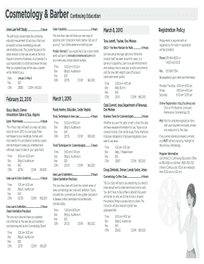 Iowa Cosmetology Continuing Education Registration Form
