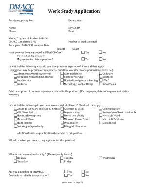 DMACC Work Study Application