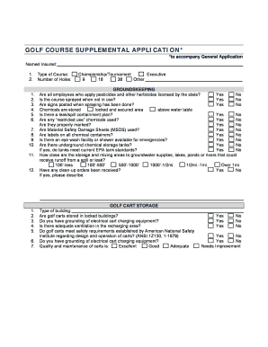 Golf Course Supplemental Application