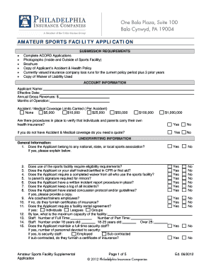 Amateur Sports Facility Insurance Application