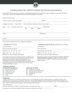 FORMULÁRIO DE CERTIFICAÇÃO DE SÓCIO ESTUDANTE