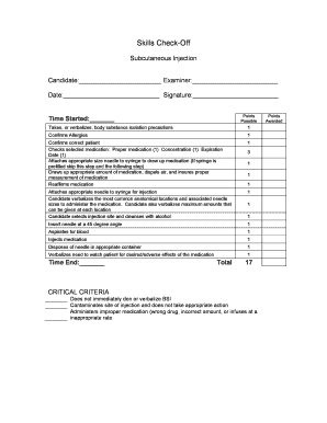 Subcutaneous Injection Skills Check-Off