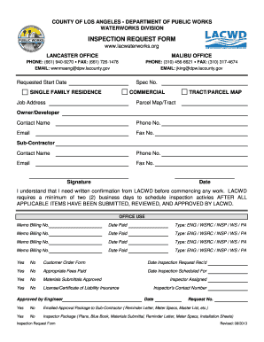 Los Angeles Waterworks Inspection Request Form
